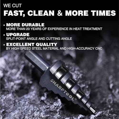 1/4 to 2 Inches M2 HSS Step Drill Bit, Large Unibit for Cutting Holes on Stainless Steel, Metal, Wood & Plastic (2")
