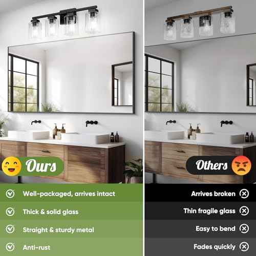 BesLowe 27" 4-Light Bathroom Light Fixture, Modern Black Bathroom Vanity Light, Bathroom Lighting Fixtures Over Mirror, Matte Black Wall Lamp, Wall Lights for Living Room Bedroom Hallway