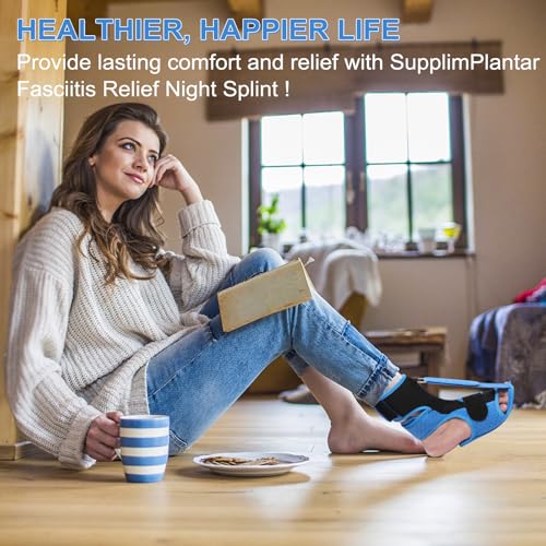 Plantar Fasciitis Night Splint - Upgraded Plantar Fasciitis Relief Braces For Women Men Day Night - Ankle Brace Arch Support Achilles Tendonitis Relief Foot Drop Heel Pain Relief - Breathable