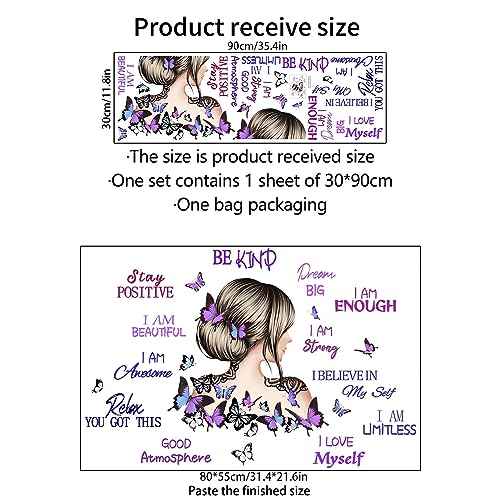 Purple Butterfly Girl and Inspirational Slogans Wall Stickers, sacinora Motivational Wall Decals Removable Vinyl for Living Room Children's Room Bedroom Bathroom Sofa TV Background Decorations