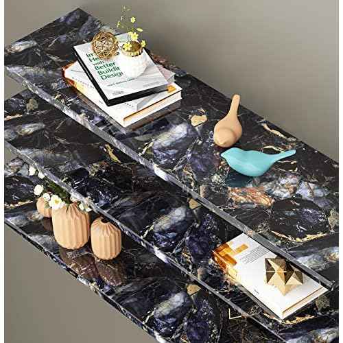 Livelynine Blue Gem Marble Contact Paper Self Adhesive Wallpaper Peel and Stick Countertops for Kitchen Cabinet Table Desk Bathroom Counter Top Covers Waterproof Removable 15.8x78.8 Inch