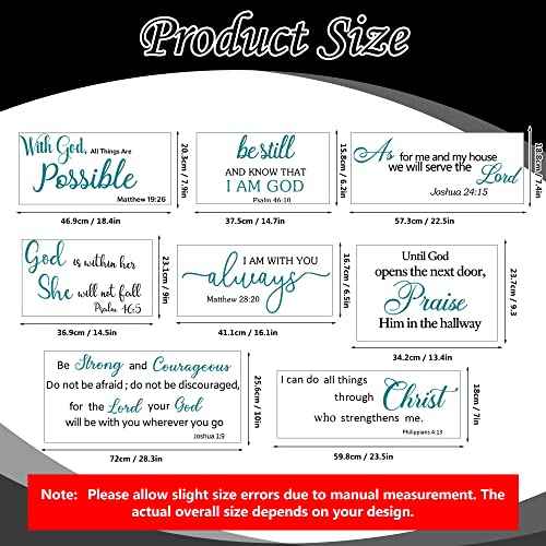 Bible Verse Wall Decals Inspirational Wall Decals Quotes Christian Scripture Religious Wall Stickers Peel and Stick Motivational Decal Postive Saying Wall Stickers for Women Family Home Bedroom Decor¡¦