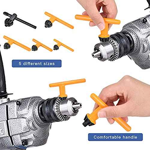 5 Sizes Drill Chuck Key Wrench, High Hardness Carbon Steel Replacement Drill Press Chuck Key for Drill Clamping Tool (Chuck Diameter: 1/4" / 3/8" / 1/2" / 5/8" 3/4")