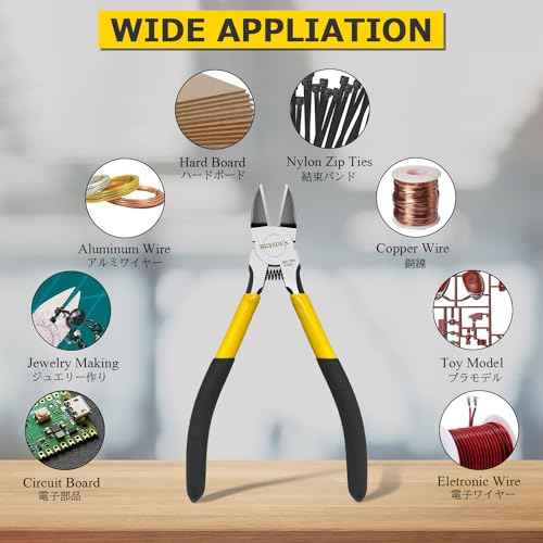 Wire Cutters6.5 inch, 2 Pack, Flush Cutters,BOOSDEN Spring Loaded Cutting Pliers,Side Cutters