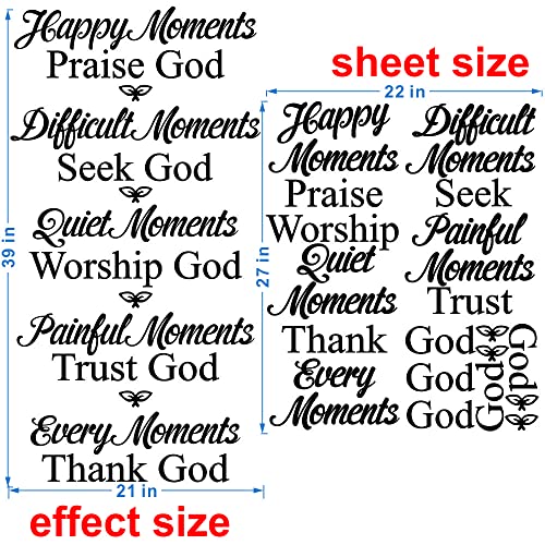 God Wall Decal ? Inspirational Christian Quote Seek, Trust, and Thank God ? Removable PVC Sticker for Prayer Room, Living Room, and Christian Decor (black-JWH301-Praise God)
