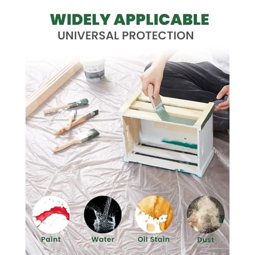 Voomey 6-Pack Plastic Drop Cloth 9x12 Feet - Waterproof and Clear Drop Cloth for Painting Sheet - Plastic Sheeting - Furniture Protection, and Floor Covering