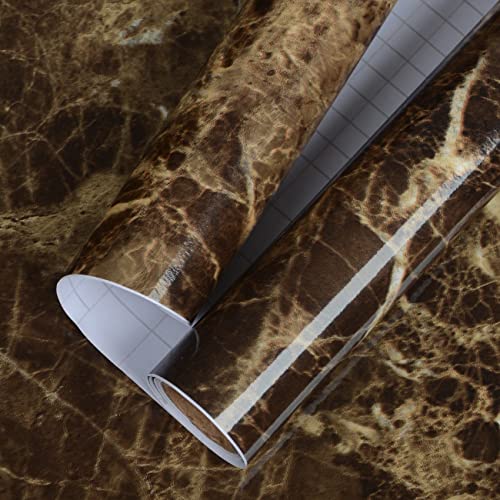 AbaBoorty Brown Marble Contact Paper Kitchen Countertop Contact Paper for Dinner Table Marble Paper Peel and Stick Wallpaper Removable Self Adhesive Wallpaper for Vanity Counter Top Desk 15.8"x78.8"