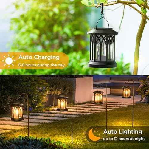WdtPro Solar Lanterns Outdoor Waterproof, Upgraded Bright Hanging Solar Lights for Outside,Solar Powered Lanterns Lighting LED for Garden Patio Yard Decorative 6 Pack (Warm Light)
