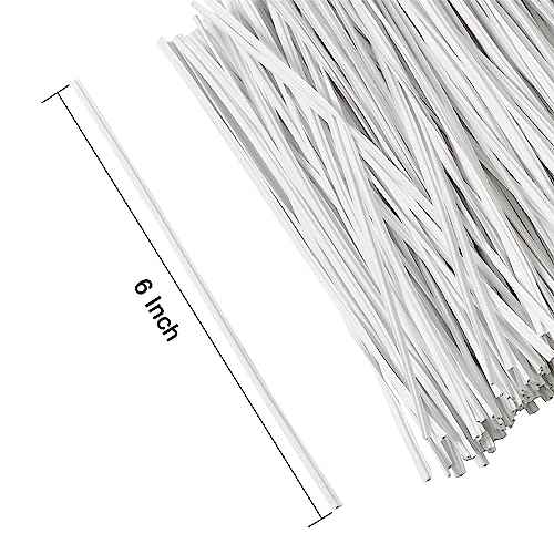 Tangyinrd 300 Pcs 6 inch White Plastic Twist Ties, Cable Ties, for Bags, Gardening Tools