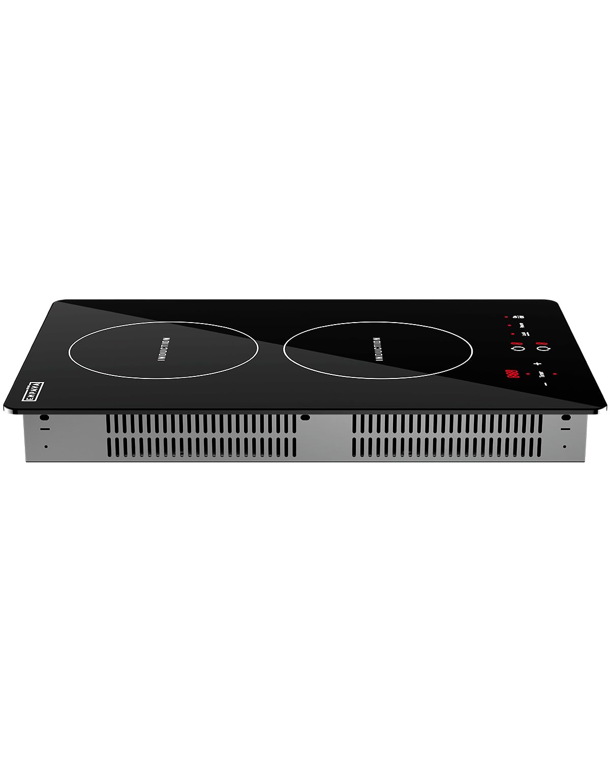 Empava Electric Stove Induction Cooktop Vertical with 2 Burners Vitro Ceramic Smooth Surface Glass in 120v, 12 Inch, Black