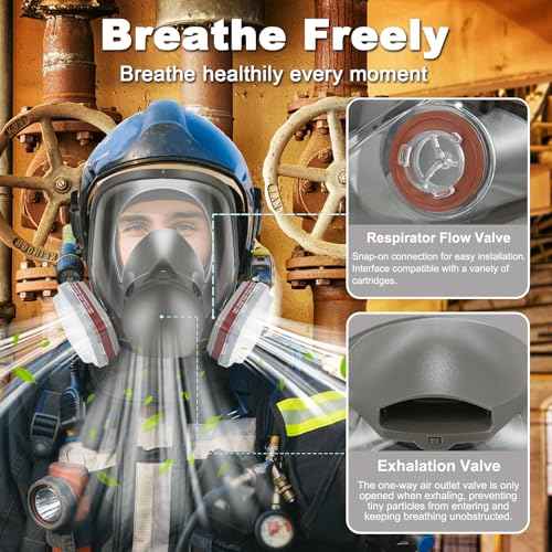 Full Face Respirator Mask Reusable,Full Face Cover Gas Mask with Double Filtration,for Painting,Dust,Carpentry,Welding and Other Work Protection