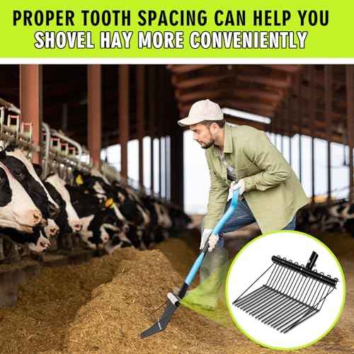 Tandefio 2 Pack Pitchfork Replacement Head Metal Horse Manure Rake Gardening Pitch Fork with Angled Tines for Horse Stall Poop Picking up(Black)