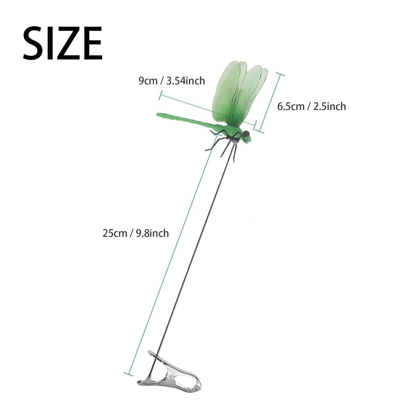20 Pcs Dragonfly Clips for Bugs Repellent, 3D Artificial Dragonfly Hat Clips Garden Decor, Garden Bird and Fly Scare Devices for Indoor Outdoor