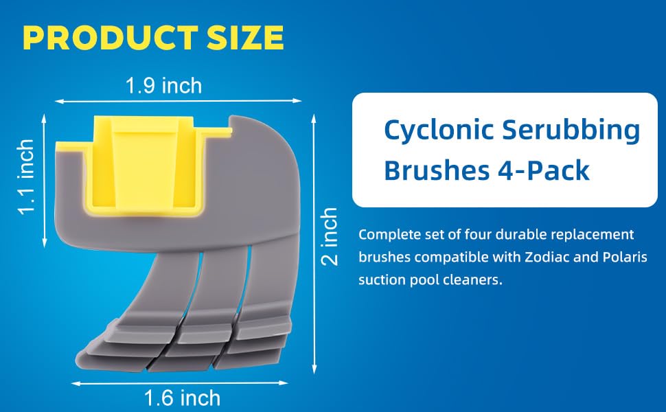 4-Pack Parts Srubbing Brushes R0714400 Compatible with Replace Dirty or Worn Brushes for Zodiac MX6, MX6 Elite, MX8, and MX8 Elite, Also Polaris MAXX, Atlas, and Atlas XT