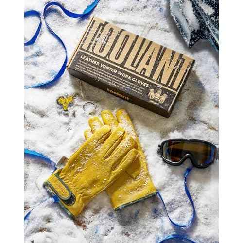 toolant Winter Leather Work Gloves, Warm 3M Thinsulate Lining for Cold Weather Work, Thermal Insulated Gloves