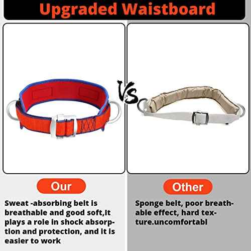 Trsmima Safety Belt with Adjustable Lanyard and Updated Waist Pad - Tree Climbing Belt Harness - Safety Lanyard Fall Protection- Fall Arrest Kite Climbing Lanyard,Ladder Safety Harness