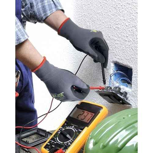 Work Gloves with Grip,12 Pairs Thin Breathable MicroFoam Nitrile Coated Durable Touchscreen Glove Men Women