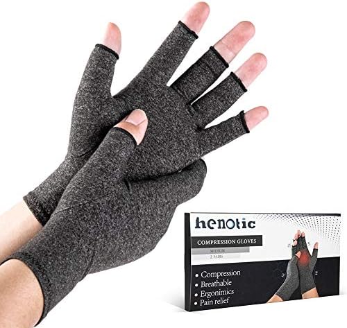 2 Pairs Arthritis Compression Gloves for Women Men, Fingerless Breathable & Moisture Wicking Compression Gloves for Relieving Carpal Tunnel Aches, Rheumatoid Pains, Joint Swell