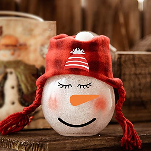 Snowman Decals PVC Face Stickers Christmas Wall Decor Stickers Glass Blocks Holiday Decals Snowman Hats Stickers Cute Snowman Face Decals for Home Wall Door Refrigerator Party Decoration (Cute Style)