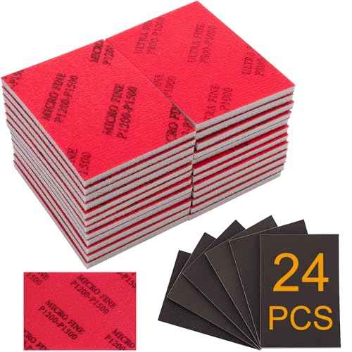 24 Pcs 320-2500 Grit Sanding Sponge Set, Ultra Fine Foam Sanding Pads, Wet Sanding Paper, Sanding Sponges for Wood, Drywall Sanding Sponge, Soft Foam Sand Block for Model, Metal, Furniture Polishing