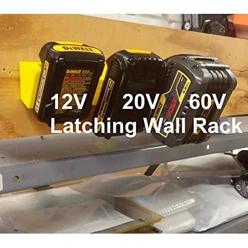 D20 5-Slot Battery Rack Compatible with DeWalt 12Vmax 20Vmax and FlexVolt Wall Mount Latching Storage Rack 20V DCB205 DCB606 DCB120, USA PN D20x5-WR