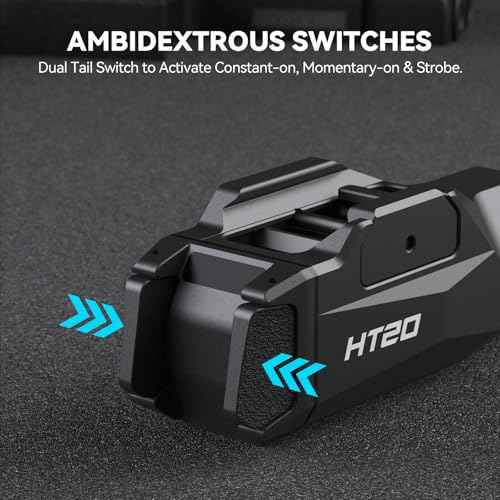 VOTATU HT20 Pistol Light, 1600 Lumens Adjustable Rail Keys Tactical Flashlight, Fits Compact & Full Size Guns with GL Style and 1913 Picatinny Rail, Rechargeable LED Light