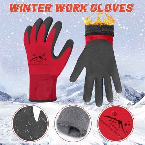 Winter Work Gloves Thermal Insulated Work Gloves Freezer Gloves Waterproof Foam Latex Coated Gloves for Men Women