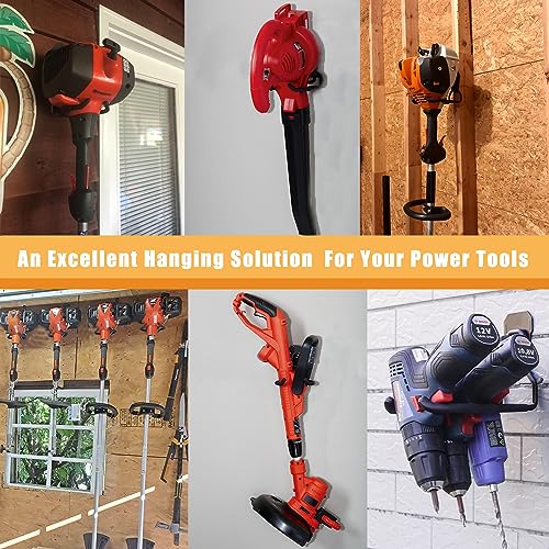 JuforminWeedeater Hanger, String Trimmer Hanger, Weed Eater Rack, Garage Wall Hooks, Power Tool Holder for Garage Wall, Utility Hooks for Garage Tool Organizers and Storage Black-4 Pcs