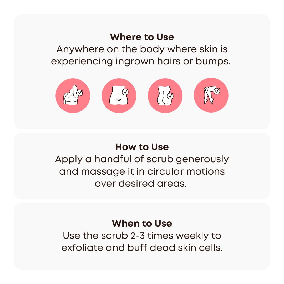 Bushbalm Ingrown Hair Exfoliating Scrub – Pre-Shave Sugar Scrub for Ingrown Hairs, Razor Bumps & Dry Skin – Gently Buffs & Soothes Sensitive Skin - Watermelon Sugar 236ml