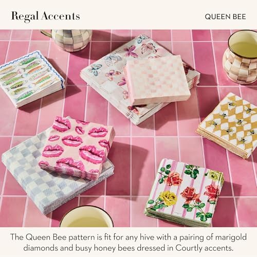 MACKENZIE-CHILDS Cocktail Paper Napkins, Stylish Paper Cocktail Napkins for Parties and More, Queen Bee