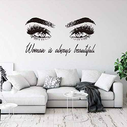 Beautiful Women Eyes Wall Decals Big Eyes Stickers Removable Decor Wall Art for Living Room Bedroom Beauty Salon,Finished Size 25.5"x43.3"