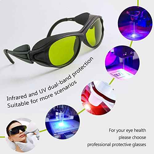 180-420 &740-1100nm Laser Safety Glassess 808nm Laser Engraving Protective Goggles,980nm, 1064nm Industrial Laser Protective Glasses,Professional OD6+ YAG,Semi-Conductor, Fiber Laser Safety Glassess