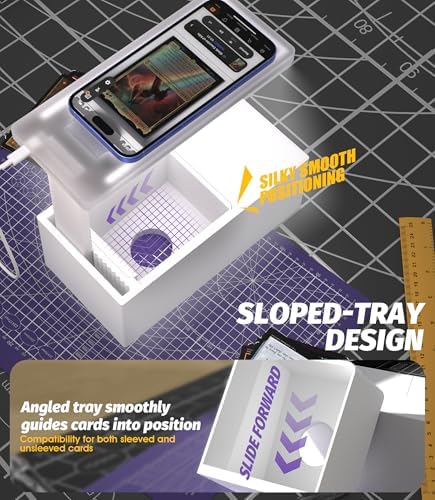LED Illuminated MTG Card Scanner Stand for ManaBox - 6000K Anti-Glare Lighting, Sloped Drawer, Phone Stand MTG Accessories, Only Available for ManaBox, Only fit for un-Sleeved Cards