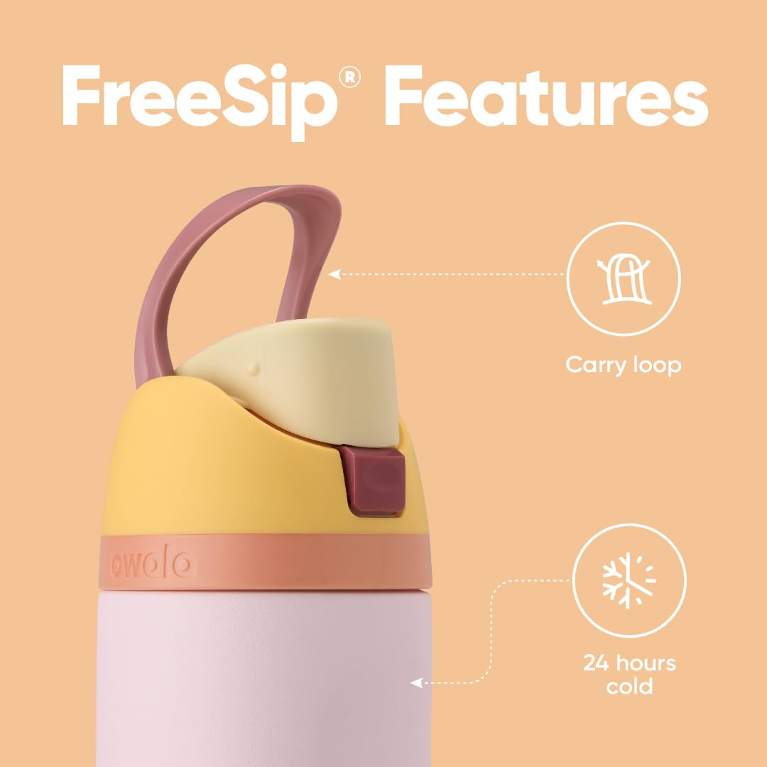Owala FreeSip Insulated Stainless Steel Water Bottle with Straw for Sports and Travel, BPA-Free, 24 Ounce, Candy Store