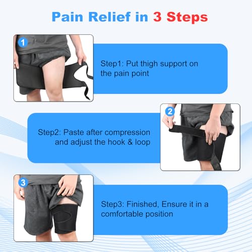 supregear Adjustable Thigh Brace - Hamstring Quad Wrap - Compression Sleeve Support for Pulled Groin Muscle, Sprains, Quadricep, Tendinitis, Sciatica Pain and Sports Recovery - Men, Women