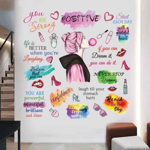 Vinyl Wall Quotes Stickers - Inspirational Peel & Stick Motivational Wall Decals for Girl Bedroom & Living Room
