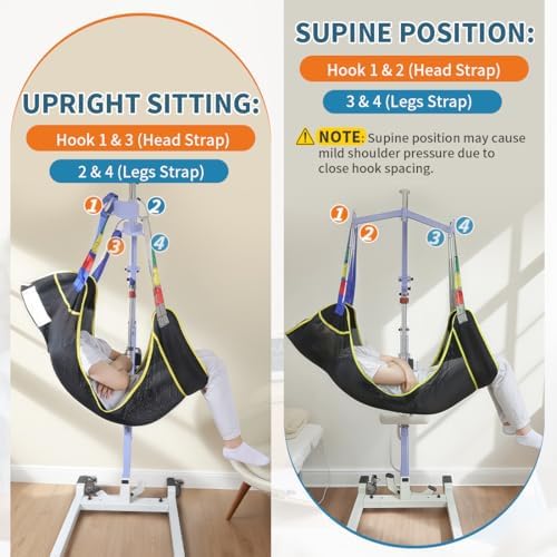 Universal Full Body Patient Lift Sling, Mesh Fabric Patient Sling Transfer and Bathing aids, 500lb Weight Capacity (Medium-Black)