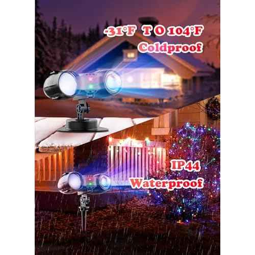 Minetom 3 in 1 Halloween Christmas Projector Lights Outdoor 21 HD Effects (3D Ocean Wave + Patterns+Red Green) Waterproof with Timer Halloween Landscape Lights for Indoor Holiday