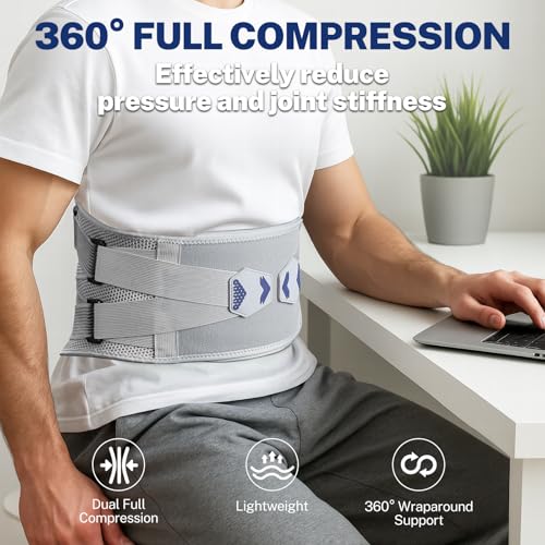 Back Brace for Lower Back Pain Relief, Ergonomic Curved Lumbar Support, Ultra Breathable Knitted Fabric, Adjustable Fit for Under Clothes, Sciatica, Scoliosis, Posture, Lifting, Size S