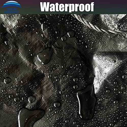 RAINDEWAY Drawstring Tarp 12x12 Feet (2pack), 9 mil Black Poly Yard With Drawstring, Reusable Leaf Lawn Garden Bag