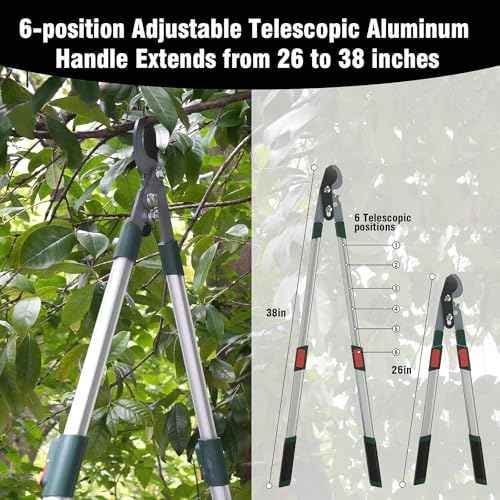 GARTOL 3-Piece Garden Tool Set - Bypass Lopper, Hedge Shears, Pruning Shears with Telescopic Aluminum Handles, Extendable Heavy-Duty Branch Cutters, Garden Clippers for Branches, Shrubs, and Hedges