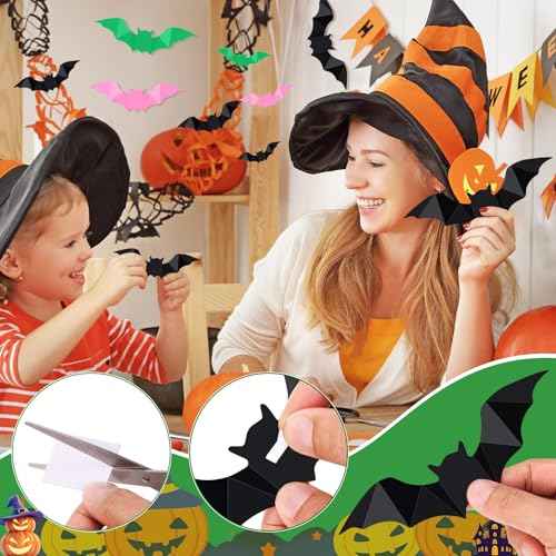 HOMIEE Halloween Party Supplies Hallween Decorations 3D Bat 64PCS Wall Decor, Pink Bats for Wall PVC Door Bats Stickers & Decals for Home Indoor Spooky Theme Party Supplies