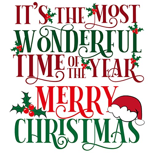 Removable Merry Christmas Wall Decal Stickers Happy New Year Festival Greating Wall Decor Art Decals Peel and Stick Living Room Bedroom Office Classroom Wall Decoration