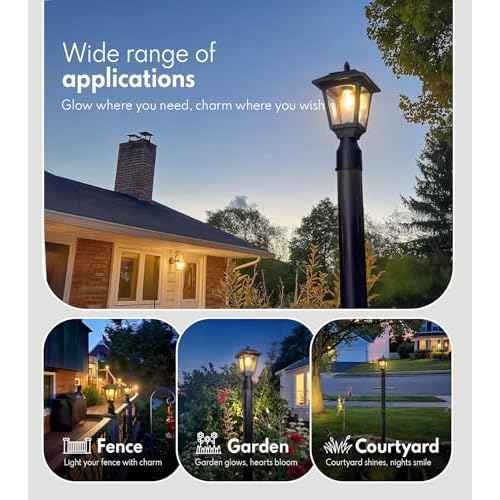 PASAMIC Solar Post Light 2 Pack, 3000K (Warm White) Dusk to Dawn Outdoor Solar Lamp with Aluminum Base, Waterproof Pillar Light for Fence, Garden, Yard, Patio,Outside Decoration? Bonus Bulb Included