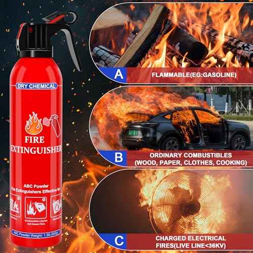 2 Pack ABC Fire Extinguishers for Home & Vehicle, 600ml Dry Chemical Fire Extinguisher with Mounting Bracket ? Ideal for Kitchen, Car, Boat, RV & Business Safety