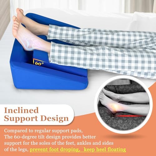 Heel Protectors for Bed Sore Pressure Relief Pillow Heel Elevation Foam Cushion Foot Ulcer Treatment Wedge Heel Offloading Support for Bedridden Patient Ankle Sleeping Positioning