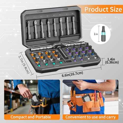 42 in 1 Magnetic Ratchet Screwdriver Set, Multi Bit DIY Magnetic Screwdriver Set with Detachable Ratchet Handle, Portable Precision Repair Tool Kit for Furniture, Electronics, Bicycle
