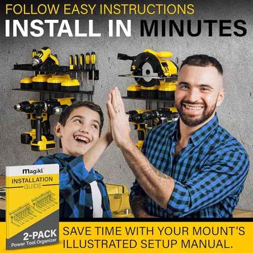 Steel Power-Tool Organizers and Storage ? Store 110 Lbs. of Tools Between 2 Reinforced Steel Tool-Organizer Racks ? 2 Shelves & 4 Hangers Per Rack ? Garage Power-Tool Organizer Wall Mount