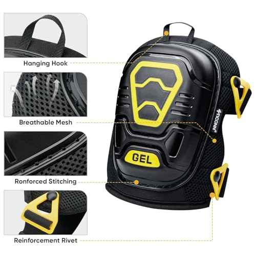 TICONN Gel Knee Pads for Work, Professional Heavy Duty Work Knee Pads for Men with Soft Foam and Gel Cushion for Men Construction, Garden, Flooring (Black/Yellow)