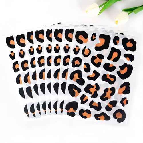 12 Sheets 348 Pcs Leopard Print Wall Decals - Cheetah Print Wallpaper for Bedroom, Living Room, Classroom Decoration